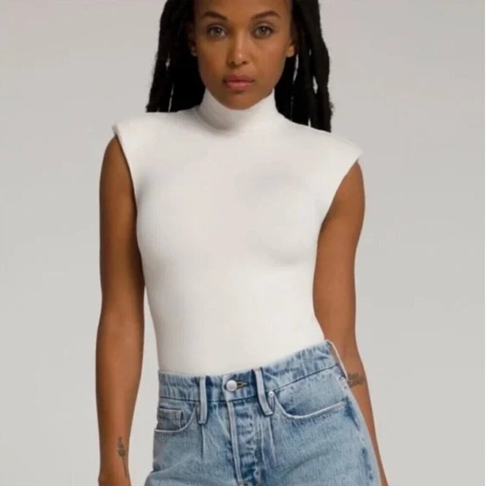 NWT Good American Mock Neck Power Bodysuit Ivory size 7/4x‎